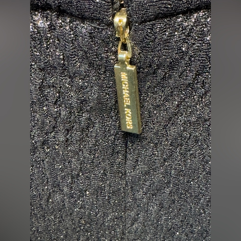 NEW NWT MK Michael Kors Metallic Jacquard Dress Black Gold Size M Medium AB 506 - Picture 10 of 13